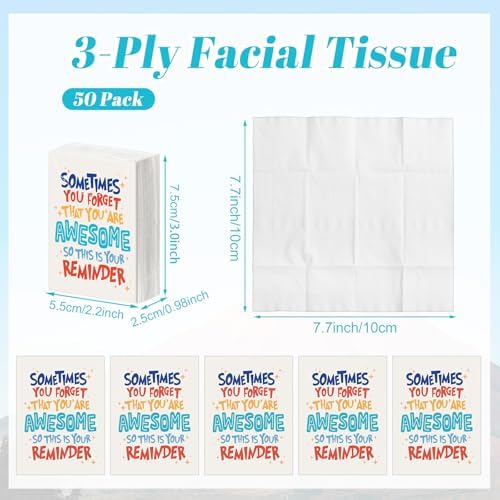 Outus 50 Pack Inspirational Pocket Tissues Travel Size for School Classroom