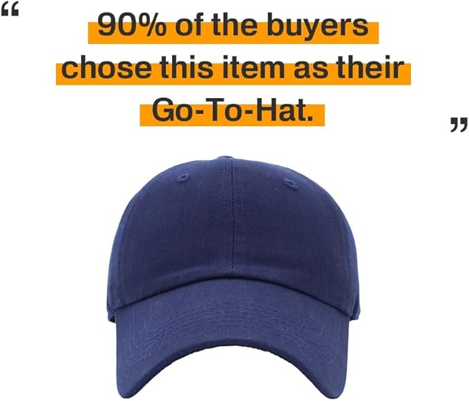 KBETHOS Classic Unisex Cotton Adjustable Low Crown Baseball Cap – Plain Dad Hat