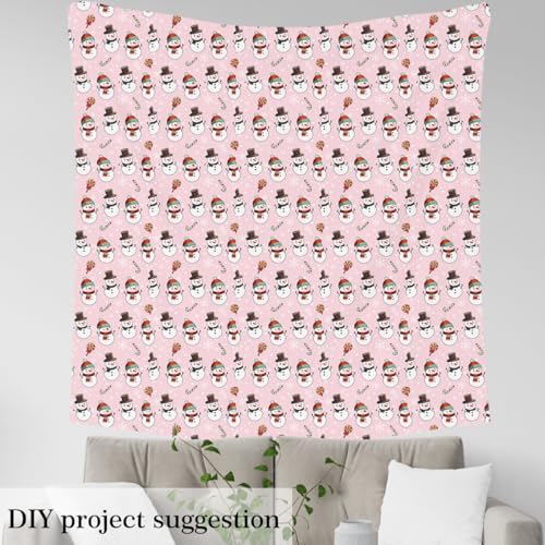 JEJELOIU Kawaii Xmas Snowman Fabric by The Yard Merry Christmas Upholstery Fabric for Sewing Crafting Snowflake Waterproof Indoor Outdoor Decor for Home DIY Projects 2 Yards
