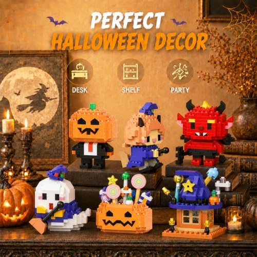 Halloween Advent Calendar 6 Days, Mini Building Blocks Set with Figures