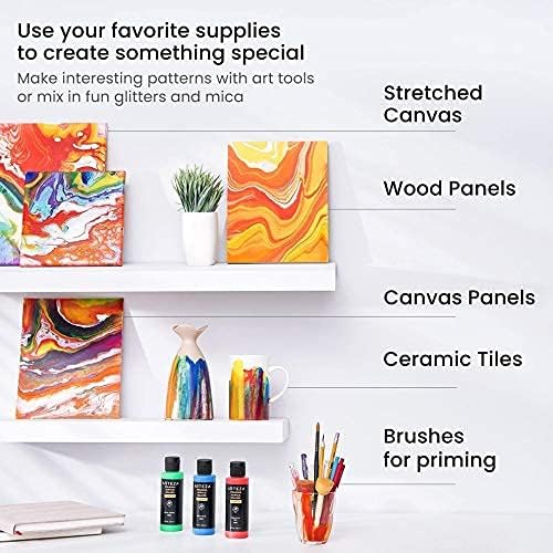 ARTEZA Acrylic Pouring Paint Set, 8 Rainbow Colors, 4 oz Bottles, High-Flow - Image 4