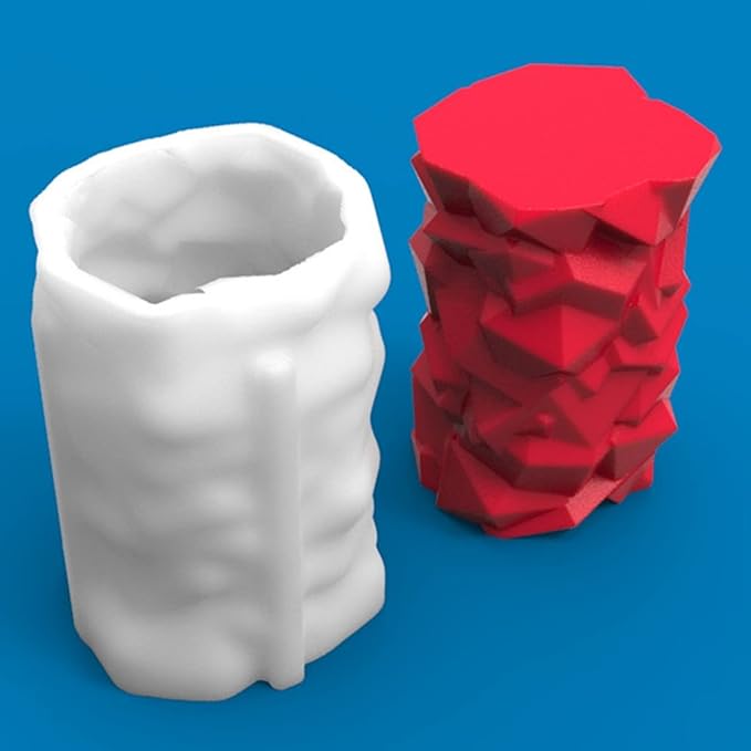 3D Cylindrical Candle Silicone Mold Stone Stacking Layered Candle Soap Mould - Image 4