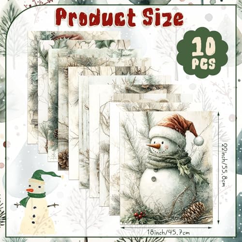Hahafelt 10 Pcs 18"x22" Vintage Green Christmas Fat Quarters Fabric Bundle