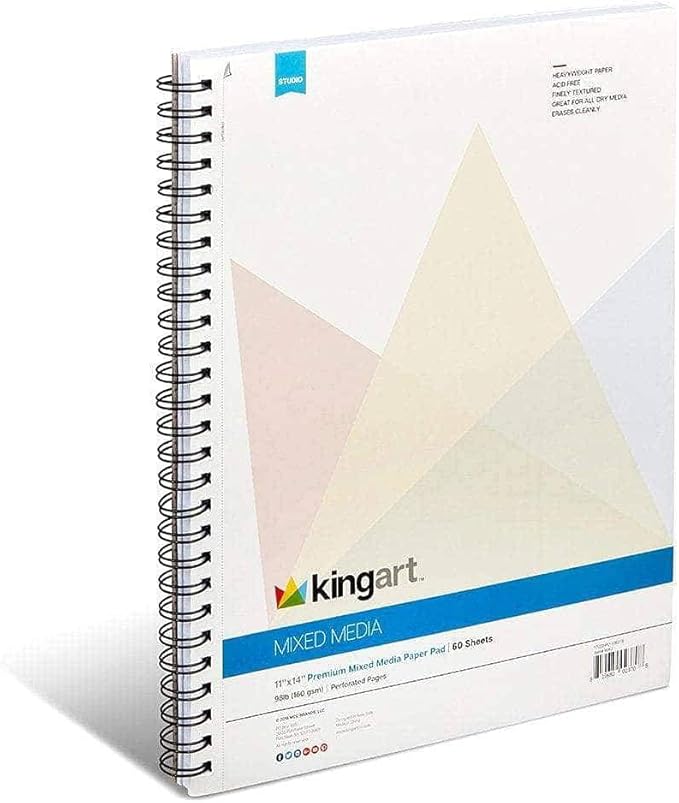 KINGART Mixed Media Sketchbooks, 11 x 14 Inches, 98lb/160gsm Acid-Free Paper by KINGART