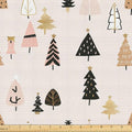 Lunarable Christmas Fabric by The Yard, Minimalistic Delicate Modern Abstract Xmas Theme with Blush Background, Decorative Fabric for Upholstery and Home Accents, 1 Yard, Eggshell Beige Black