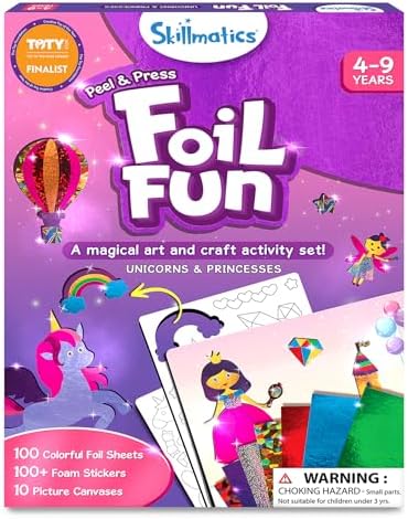 Skillmatics Foil Fun Unicorns & Princesses, Foil Art & Craft, Gift for Kids