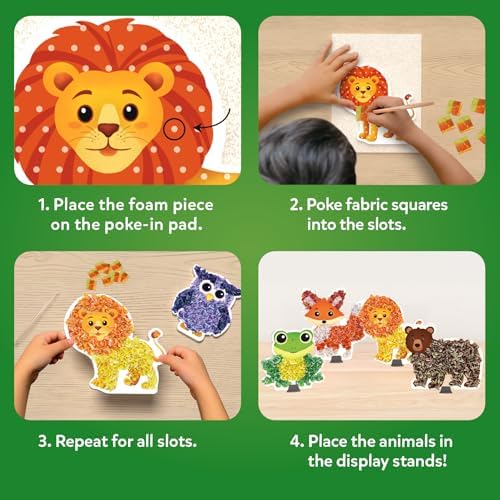 Skillmatics Poke-in Art – Animals, Wood Craft Kit, Gift for Boys & Girls