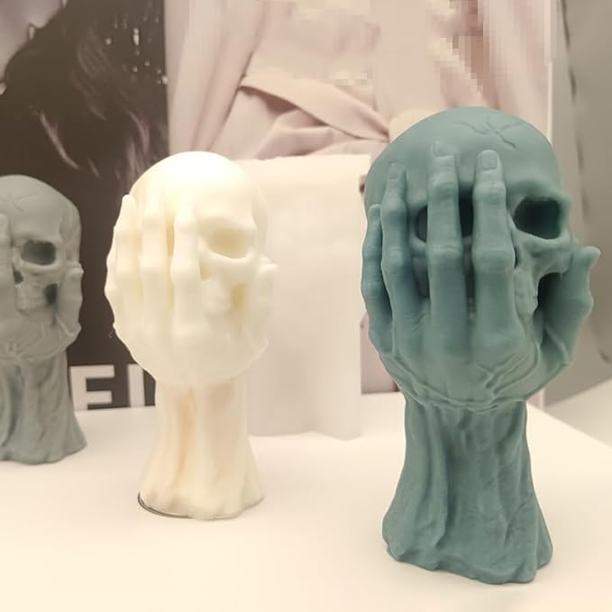 Halloween Skull Candle Silicone Mold, DIY 4 Inch 3D Ghost Hand Candle Making - Image 4