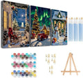 Axquilon 3 Packs Christmas Framed Paint by Numbers Kit for Adults 8x10 in