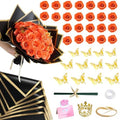 CCYXSHOW DIY Glitter Roses Bouquet Kit -Artificial Orange Rose Bouquet Fall Everlasting Flowers Fake Shiny Bouquet, Anniversary, Engagement, Wedding, Birthday Party Gifts,24 Roses