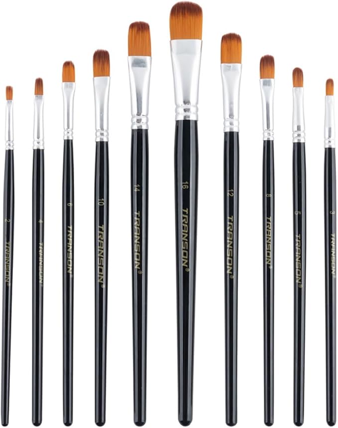 Transon Synthetic Filbert Paint Brush Set 10pcs - Image 2