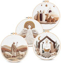 Santune Christian Embroidery kit,Nativity Scene Needlepoint Cross Stitch Kits for Beginners Adult,Needle Point Sets,4 Embroidery,2 Hoops,Christmas Ornaments