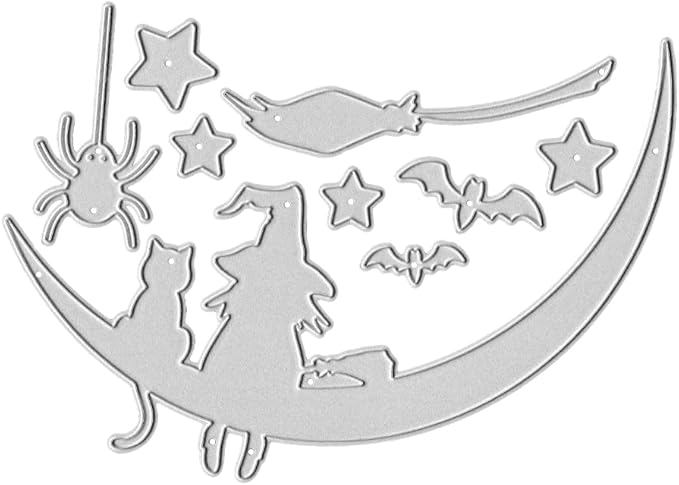 Metal Halloween Die Cuts Moon Cat Spider Star Witch Cutting Dies Embossing - Image 6