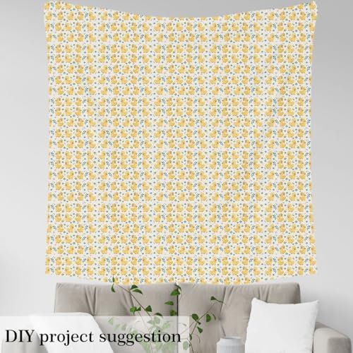 Cute Duck Fabric by The Yard,Lovely Farm Animal Soft Polyester No Stretch Fabric,Country Rustic Flowers Decorative Fabrics,Beige Yellow Crafts & Sewing Supplies,5 Yards,180" L x 59" W