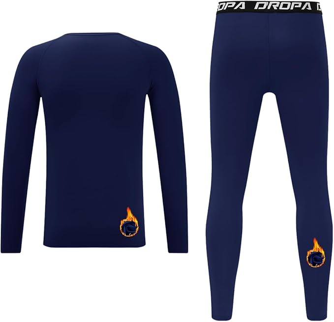 DEVOROPA Youth Boys Compression Thermal Shirt Long Sleeve Kids Fleece Baselayer Soccer Baseball Undershirt Slim/Regular/Husky