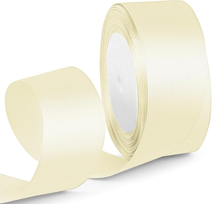1-1/2 Inch 25 Yards Satin Ribbon Ivory, Solid Color Fabric Ribbon by HimBen