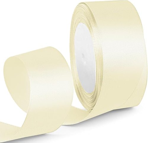 1-1/2 Inch 25 Yards Satin Ribbon Ivory, Solid Color Fabric Ribbon by HimBen