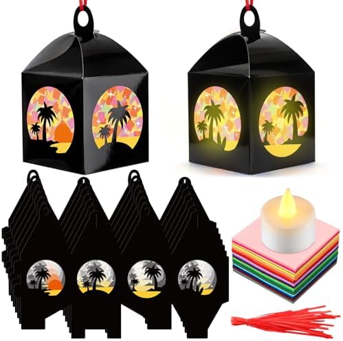 Simgoing 12 Sets Tropical Palm Tree Crafts DlY Tissue Paper Craft Kits