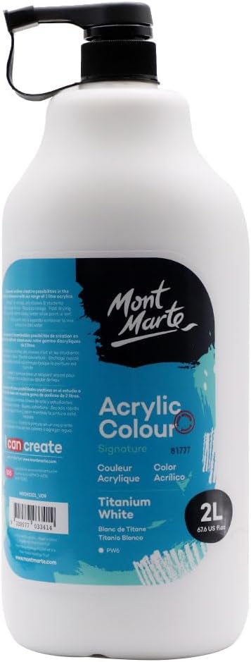 Mont Marte Discovery School Acrylic, Titanium White, 1/2 Gallon. Ideal by MontMarte