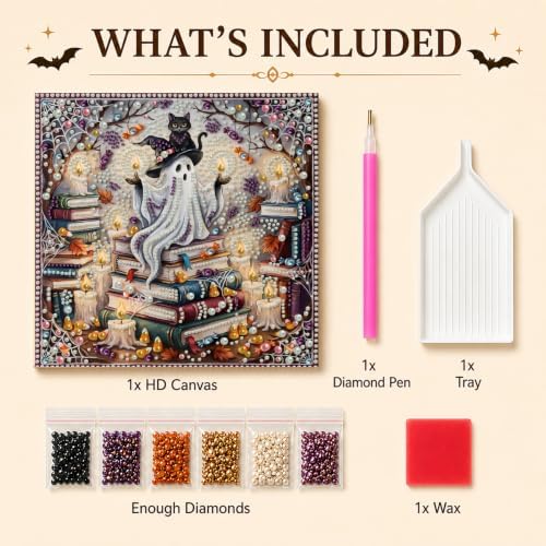 Reofrey DIY Halloween Pearl Art Kits for Adults, 5D Diamond Art Kits B02