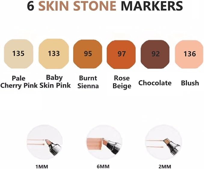 6 Colors Skin Tone Alcohol Markers Set, Earth Colors Dual Tips Art Markers - Image 4
