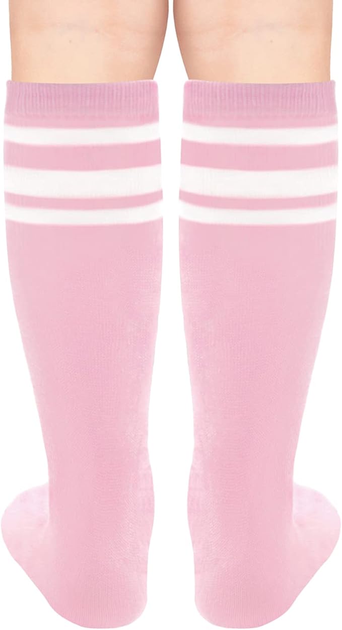 Sarfel Kids Soccer Socks Toddler Soccer Socks Girls Boys Soccer Socks Kids Tube Socks with Stripes Toddler Knee High Socks