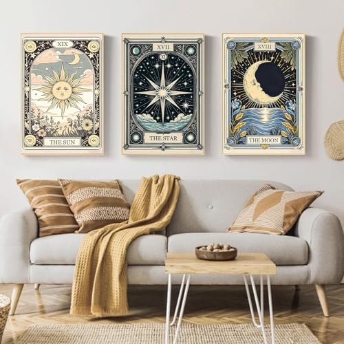 Tarot Paint by Numbers Kit for Adults with Frame, 3 Pack, 7.8x11.8 inch