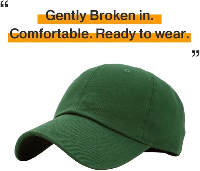 KBETHOS Classic Unisex Cotton Adjustable Low Crown Baseball Cap – Plain Dad Hat