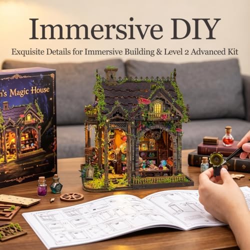 3D Wooden Puzzle for Adult Magic DIY Miniature House Kit with LED