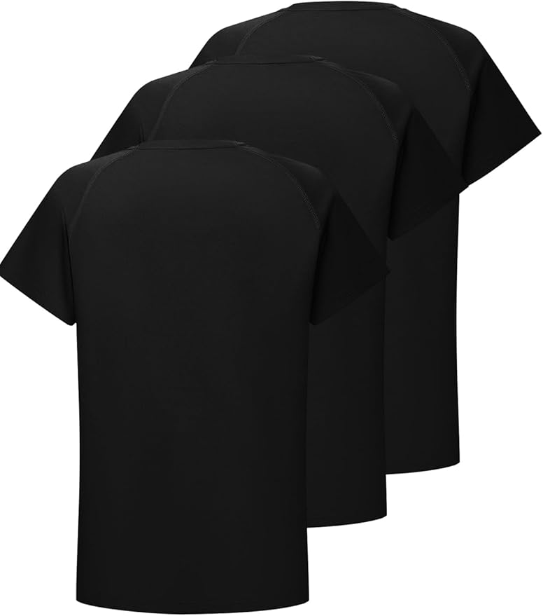 DEVOROPA Youth Boys Compression Shirt Long/Short Sleeve Football Baseball Undershirt Quick Dry Kids Sports Baselayer Crewneck