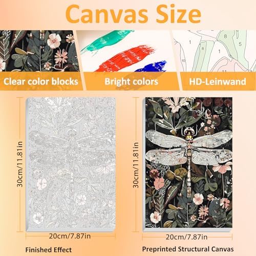 Mandun Insect Paint by Numbers Kit for Adults, 3 Pack, 7.8x11.8 inch