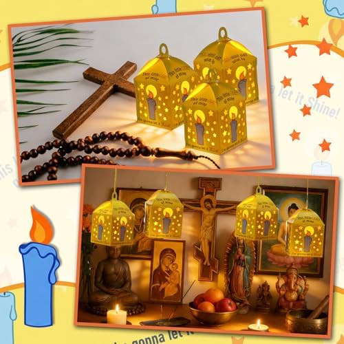 Simgoing 24 Sets Religious Candle Lantern Kit Sunday School Crafts