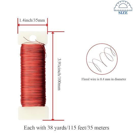 HAHIYO 26Gauge Red Metal Floral Wire - Image 2