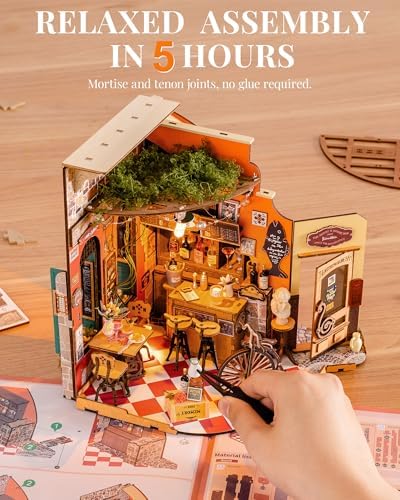 Rolife DIY Miniature House Kit Cheers Bar Dining, 3D Book Nook Bookshelf Decor for Adults, Mini Model House Kits, DIY Crafts Kit Halloween for Adults (Cheers Bar Dining)