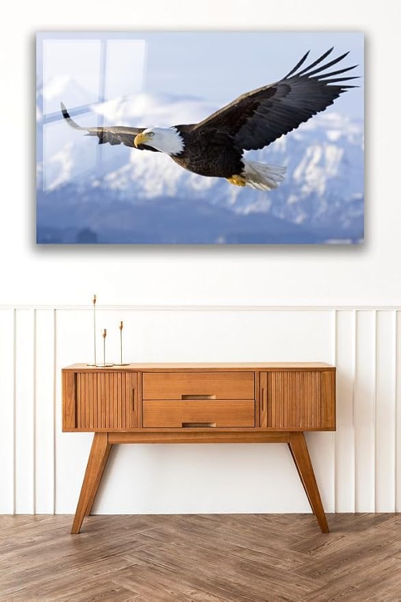 SpiritualHands Eagle Printed Tempered Glass Wall Art Painting - Image 3