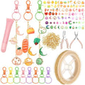 VioraWhite 213 Pcs Keychain Making Kit Bag Charm Kit Cute Lip Gloss Keychain 100 Pink Enamel Charms 32.81 ft Gold Chains for DIY Crafts Women