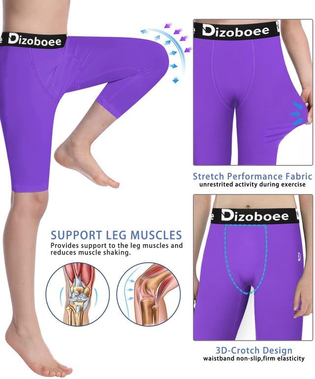 Youth Boys Compression Pants One Leg 3/4 Athletic Leggings for Sports Kids Basketball Tights Football Baseball Pants