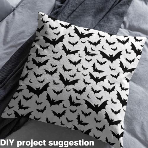 Black Bat Fabric by The Yard Hallloween Theme Decor Soft Polyester Sewing Fabric Wild Bat Silhouette No Stretch Durable Material for DIY Art Craft Making 1 Yard Pre-Cut,36" L x 59" W