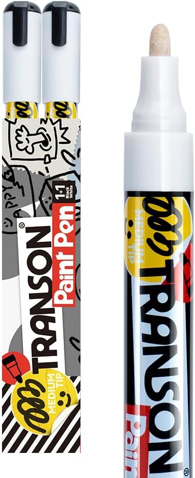 TRANSON 2 White Permanent Paint Markers by Transon