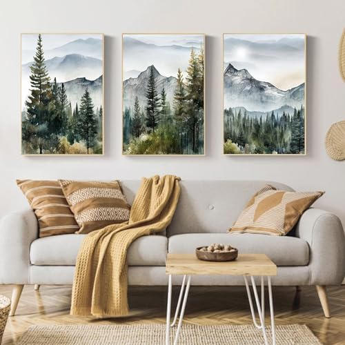 Mandun Landscape Paint by Numbers Kit for Adults, 3 Pack, 7.8x11.8 inch