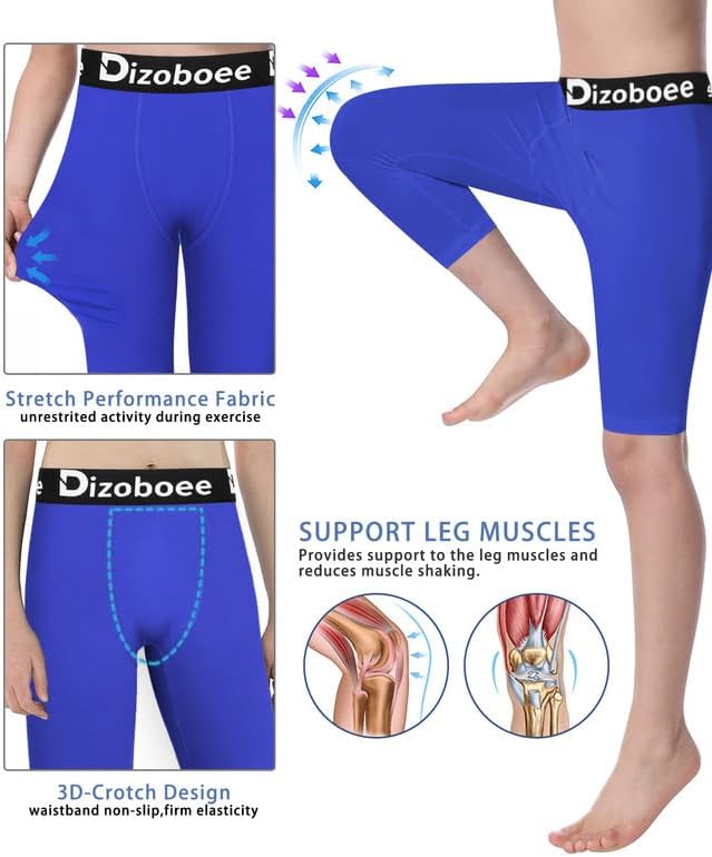 Youth Boys Compression Pants One Leg 3/4 Athletic Leggings for Sports Kids Basketball Tights Football Baseball Pants