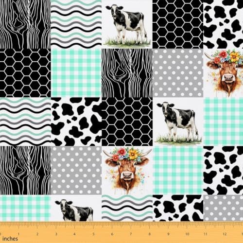 Erosebridal Cute Cow Print Fabric By the Yard, 1 Yard