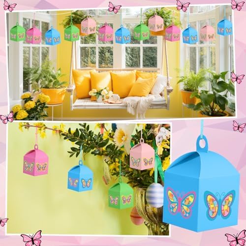 Simgoing 12 Sets Sunday School Butterfly Lantern Crafts with LED Lights