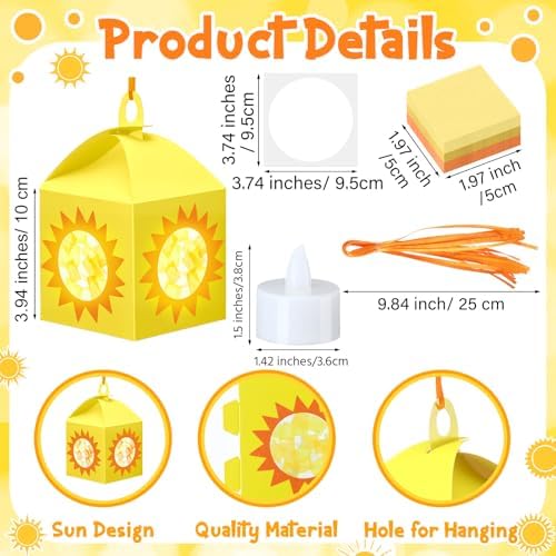 Simgoing 12 Sets Sun Lantern Crafts Kit with LED Lights