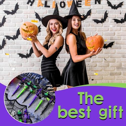 Jutom 12 Pcs Halloween Beadable Pens with Silicone Focal Beads