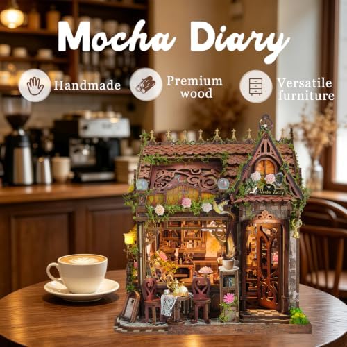 Miniature House Kit Vintage 3D Wooden Puzzles Bookshelf Decor