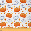 Feelyou Halloween Theme Soft Flannel Fabric by The Yard 2 Yards Kids Cute Ghost Candy Upholstery Fabric for Boys Girls Teens Pumpkin Autumn Fall for Home DIY Projects, Indoor Decor