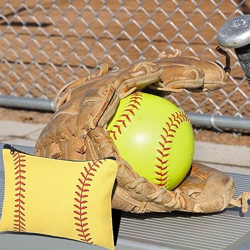 Eccliy 20 Pcs Softball Makeup Bags Bulk Sport Team Gifts Softball Cosmetic Bag Accessories for Women Toiletry Zipper Pouch Travel Canvas Gifts Stuff for Team Party Players