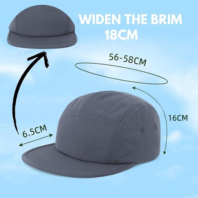 5 Panel Running Hat Waterproof Nylon Sun Hat Quick Dry Plain Baseball Cap for Men Women