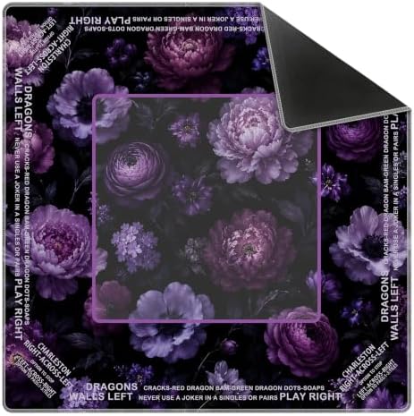 Dark Purple Floral Mahjong Mat 31.5x31.5Inch